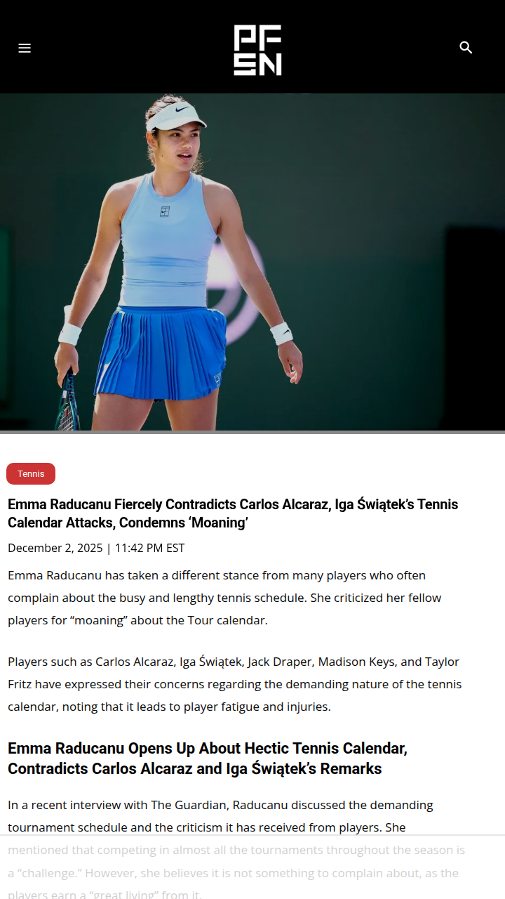 Raducanu Calls Out Tennis 'Moaning'