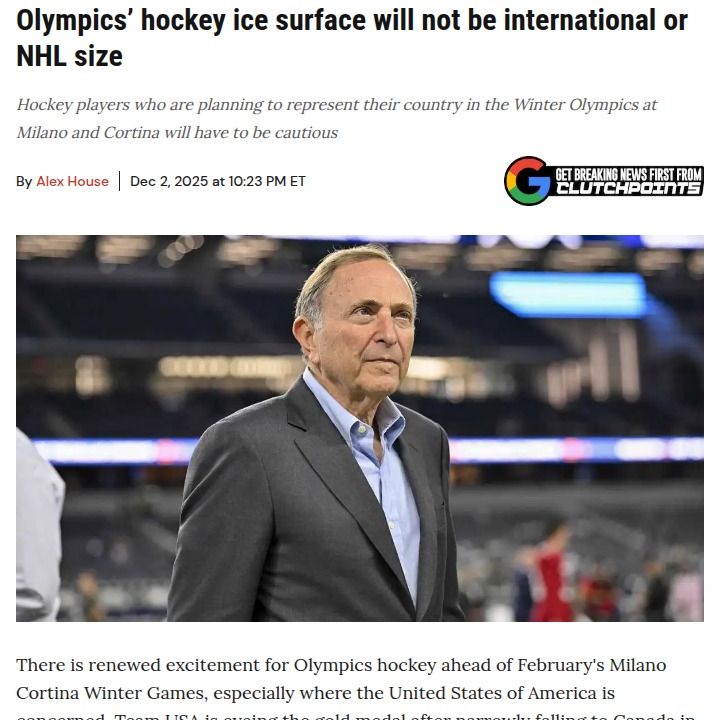 Olympic Hockey Ice Size Sparks Safety Talk