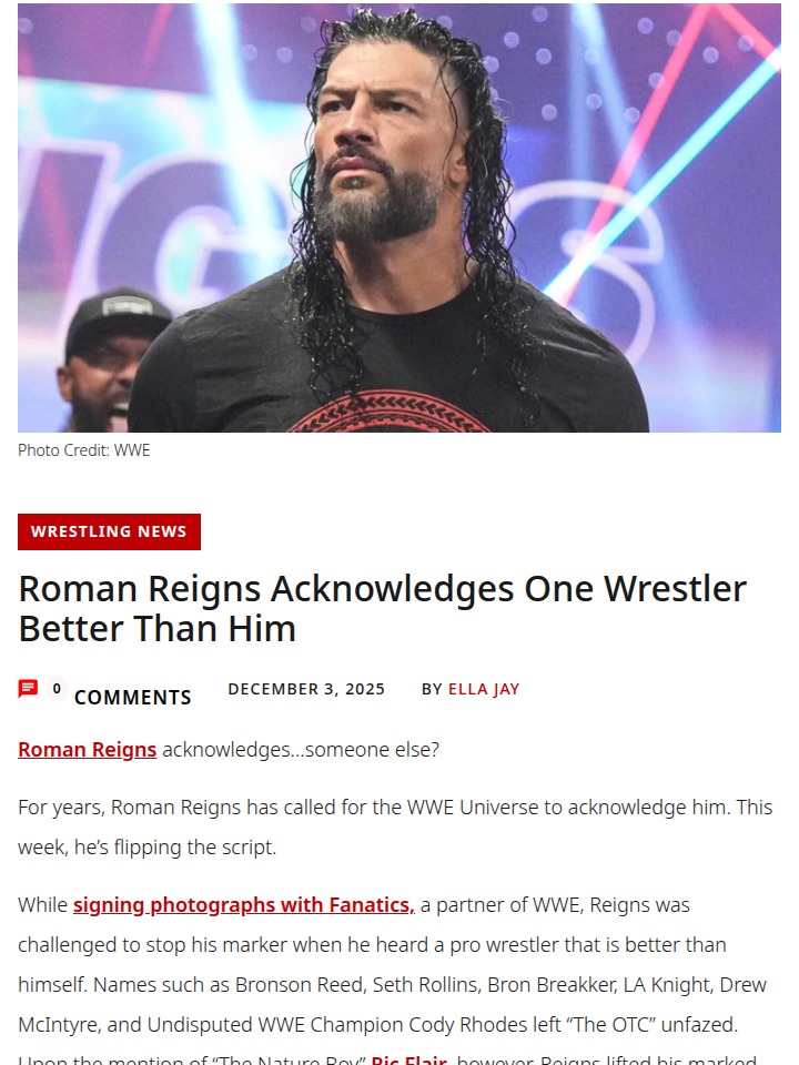 Reigns Tips His Hat to The Nature Boy
