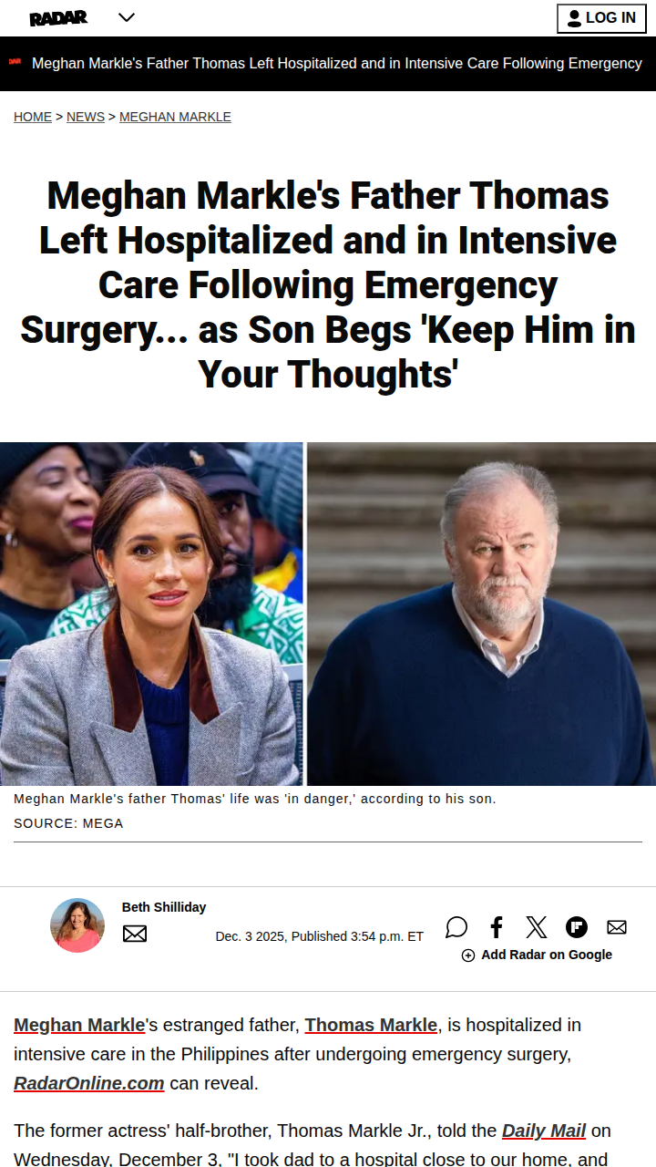 Meghan Markle's Dad in ICU 😱 Family Pleas