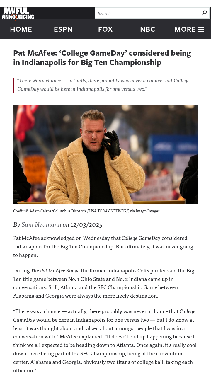 Why College GameDay skipped Indy for the Big Ten