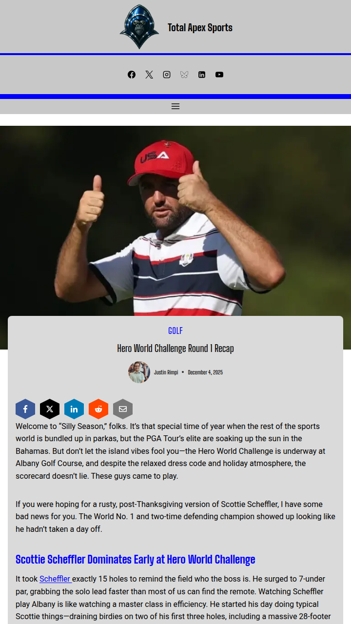 Scheffler Sets the Pace at Hero World