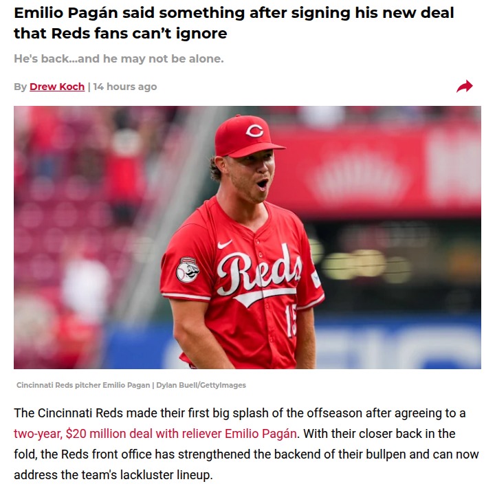 Reds fans buzzing over Pagán’s big hint