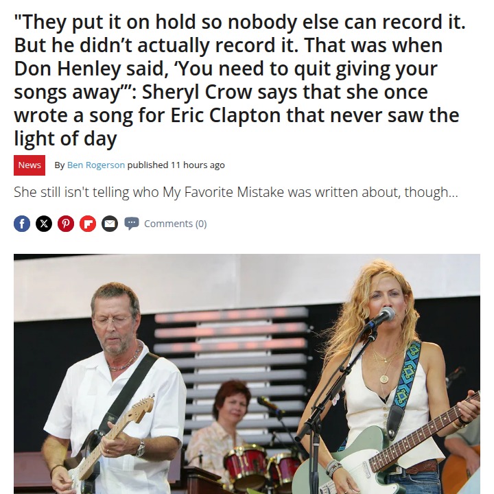 Sheryl Crow’s Song Drama with Clapton 🎸