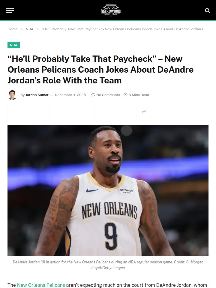 DeAndre Jordan’s new role with the Pelicans