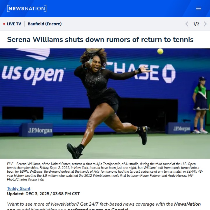 Serena: No Comeback, Just Evolution