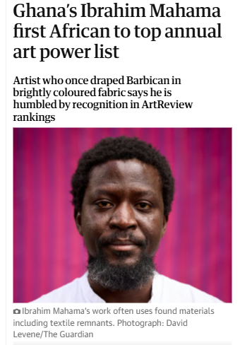 Ibrahim Mahama Tops Art World Power List! 🎨