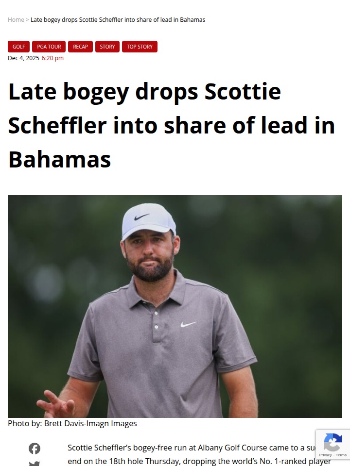 Scheffler’s 18th-Hole Slip Opens Hero Race