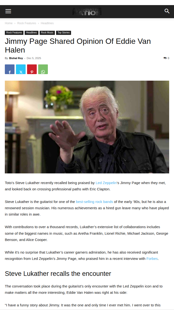 Jimmy Page’s Unexpected Praise for Lukather 🎸