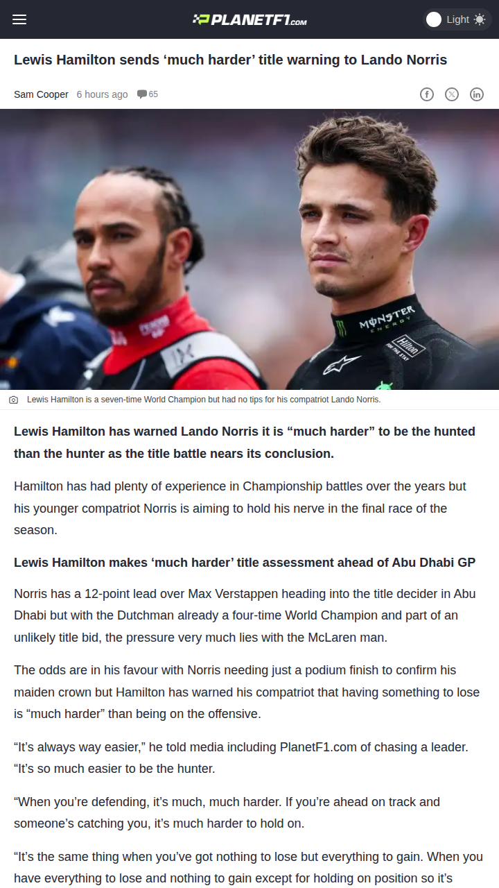 Hamilton’s Mind Games: Norris Under Pressure?