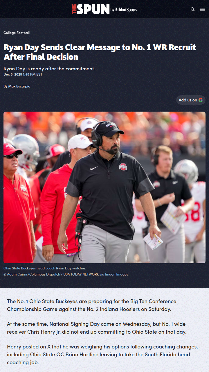 Chris Henry Jr. picks Buckeyes after wild recruiting ride