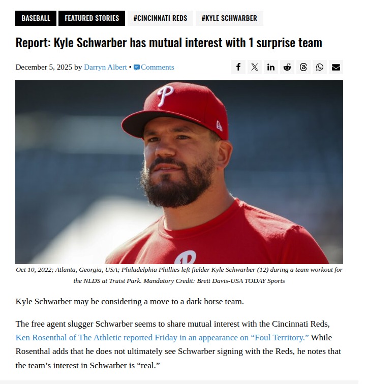 Schwarbombs in Cincy? Reds Eye Hometown Hero