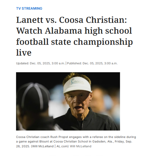 Lanett and Coosa Christian face off for 2A glory