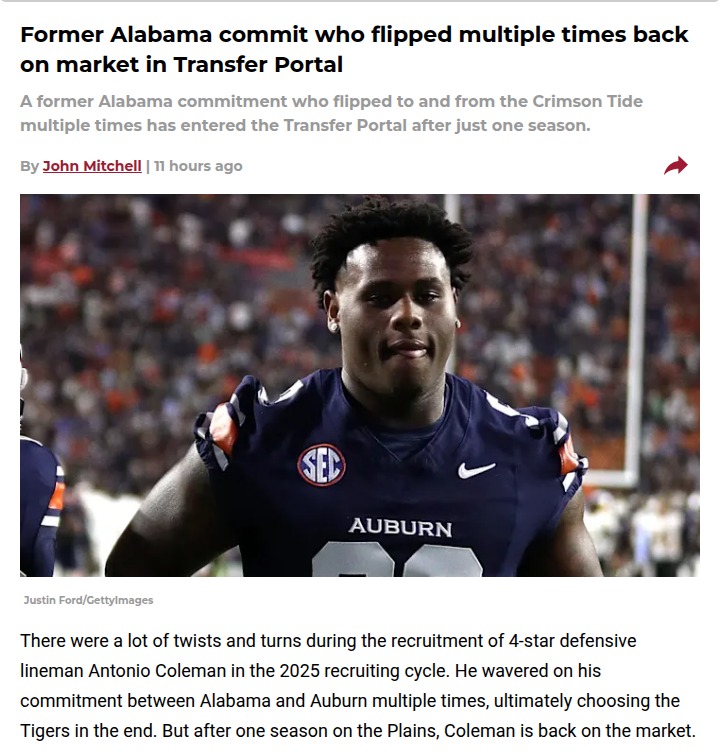 Antonio Coleman’s wild ride shakes up Auburn football