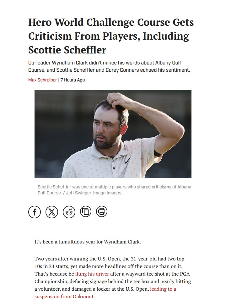 Hero World Challenge: Albany Course Drama