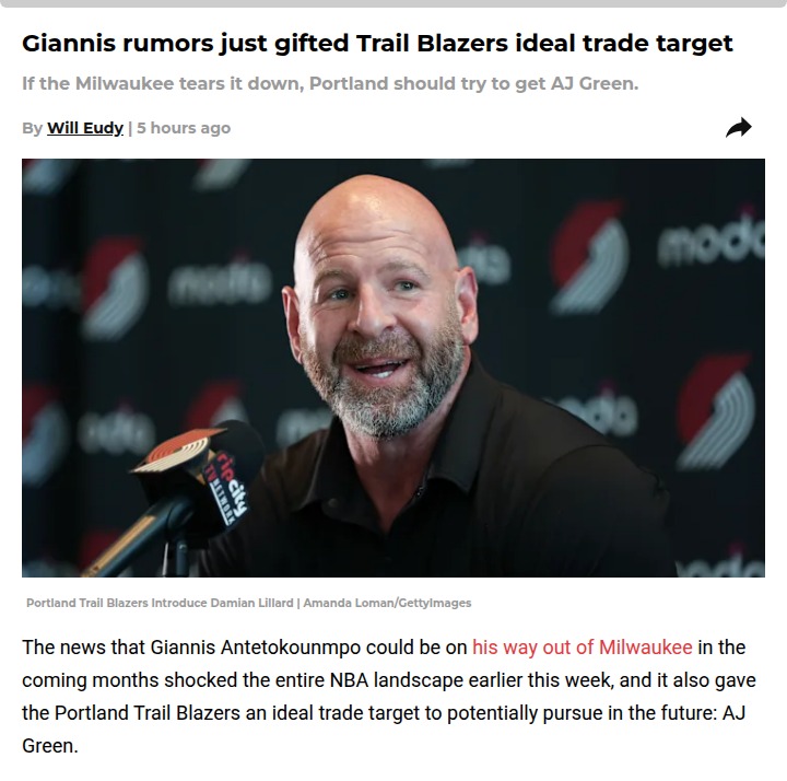 Giannis Rumors: Blazers Eye AJ Green Move