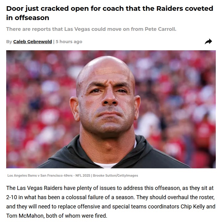 Could Saleh Be the Next Raiders Boss?