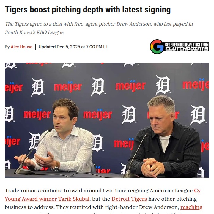 Tigers shake up rotation with Anderson signing