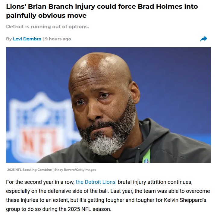 Detroit Lions’ defense faces tough test after Branch injury