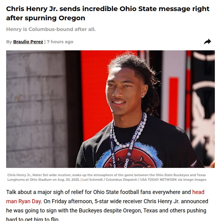 Chris Henry Jr. stays loyal to Ohio State