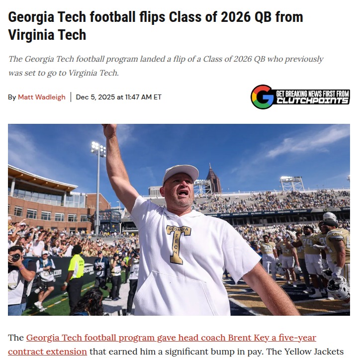 Georgia Tech scores big with new QB flip