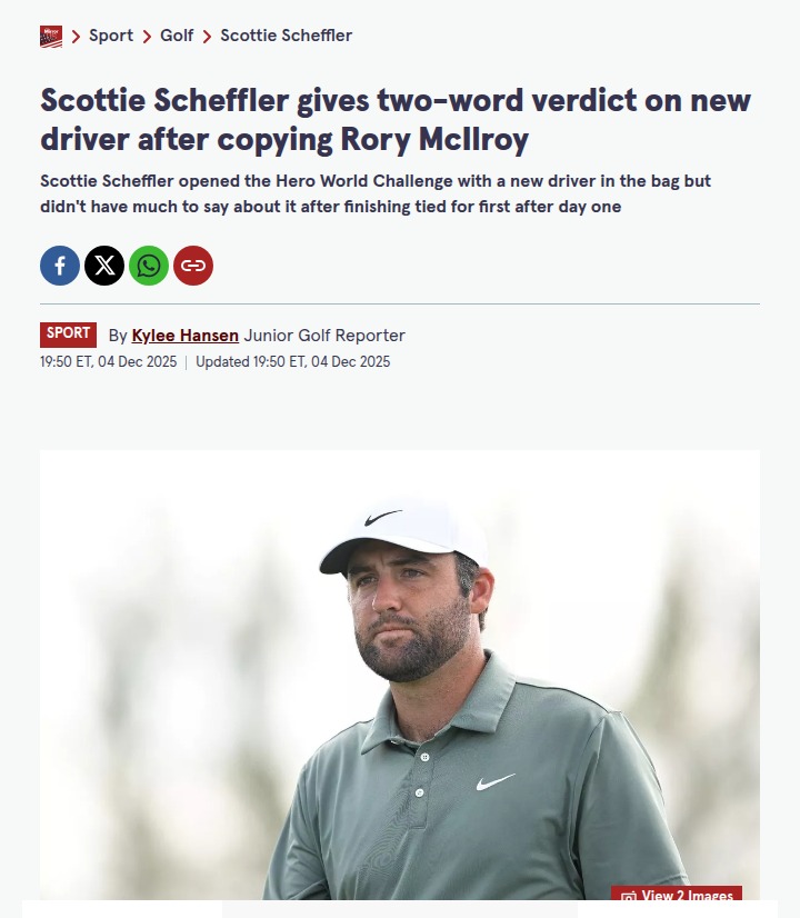 Scheffler’s Hero World Challenge Driver Switch