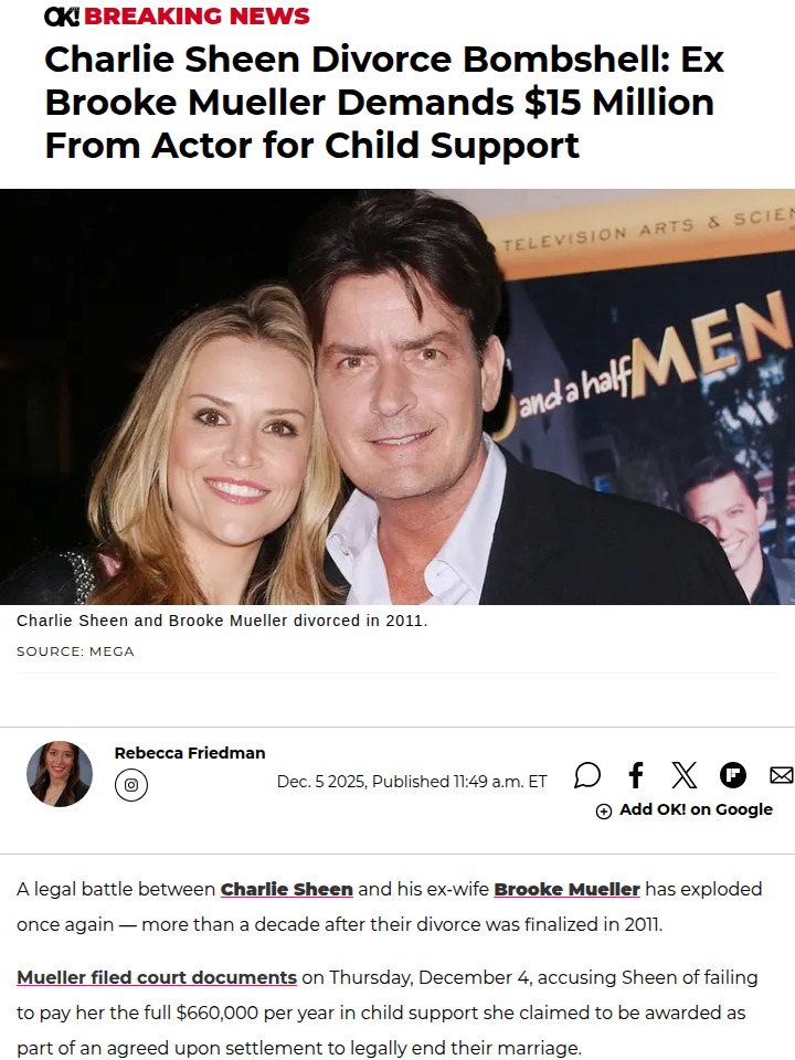 Charlie Sheen’s $15M Child Support Shock 😱
