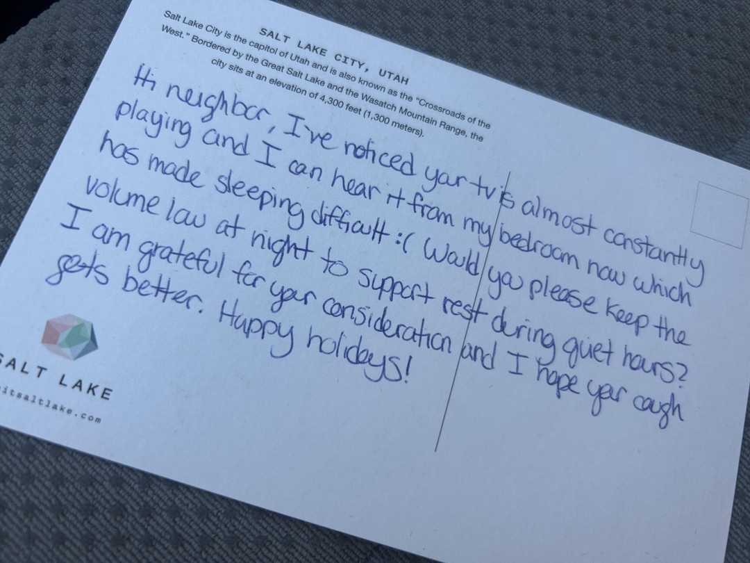  I slipped this incredibly polite note under my neighbor’s door about his 24/7 loud TV and I swear I heard him say "tough shit" right after 😩