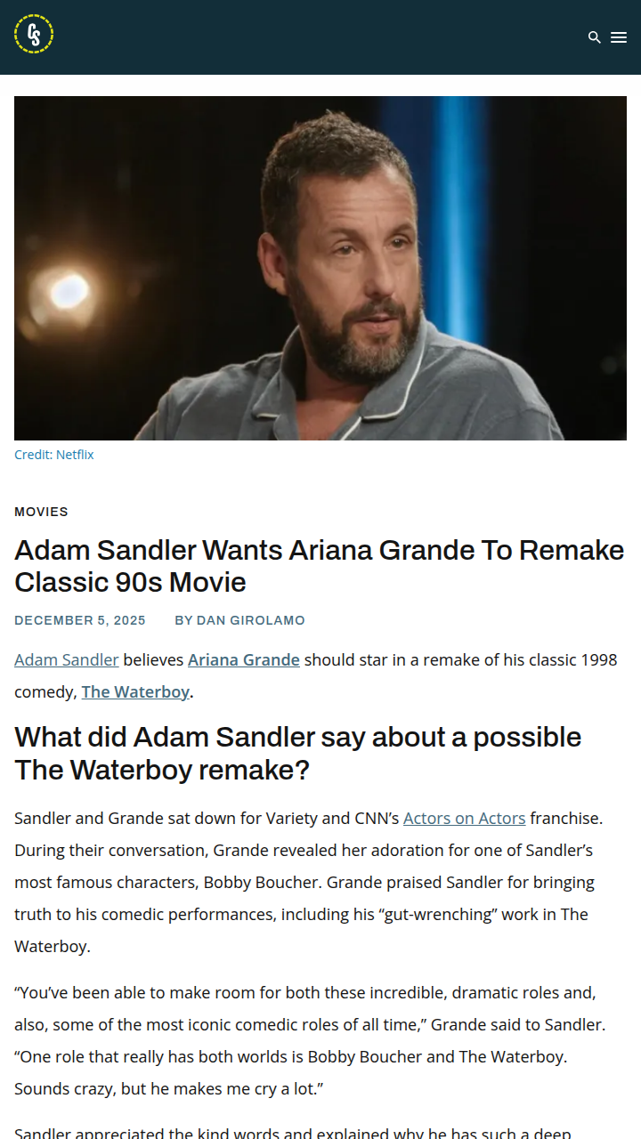 Adam Sandler Casts Ariana Grande? 🎬