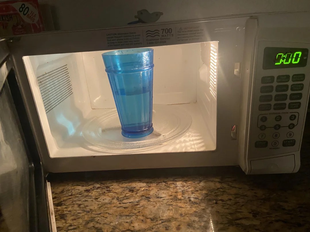 An electrician put a cup of water in my microwave.