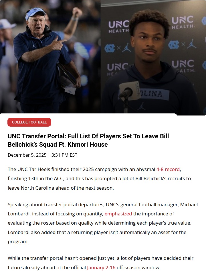 UNC football faces major roster shakeup