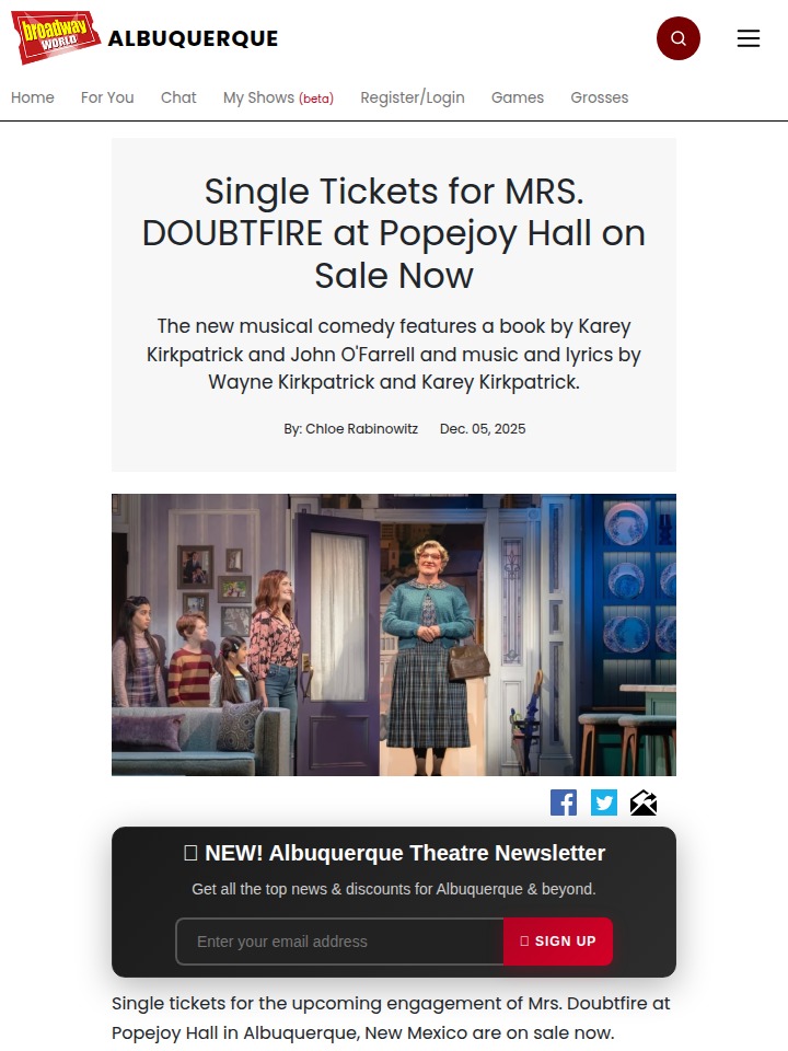 Mrs. Doubtfire musical hits Albuquerque!