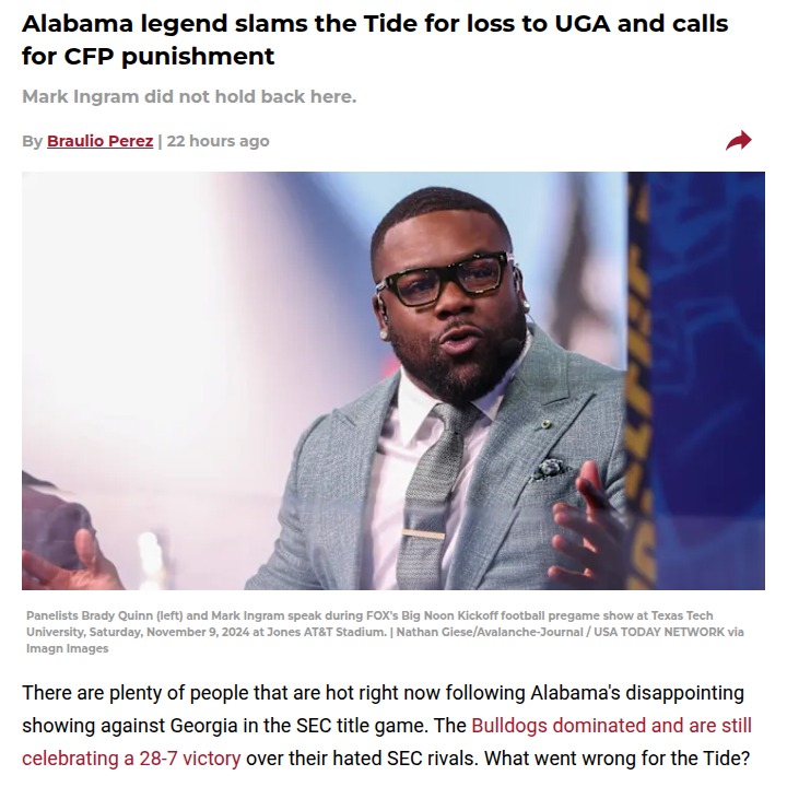 Alabama legend Mark Ingram says Tide should miss CFP