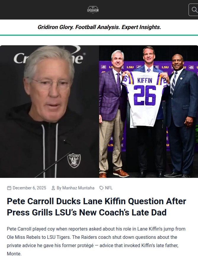 Carroll Stays Silent on Kiffin’s LSU Move