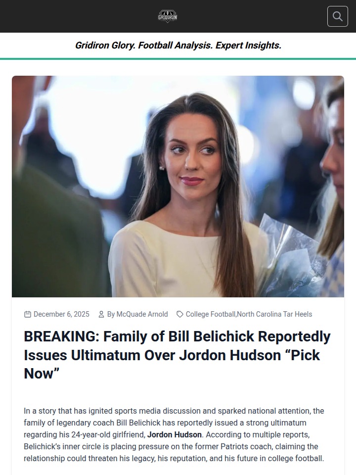 Belichick Faces Family Showdown Over Hudson