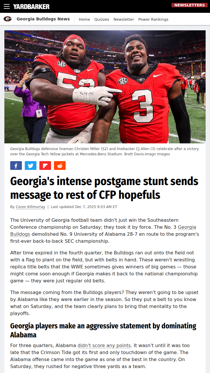 Georgia’s statement win shakes up CFP hopes