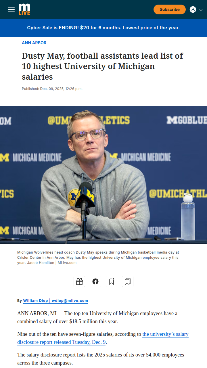 UM’s top earners: Coaches outpace doctors