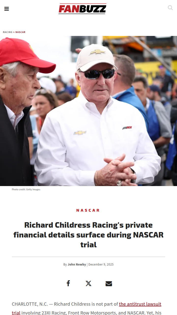 RCR's Finances Stir Up NASCAR Drama