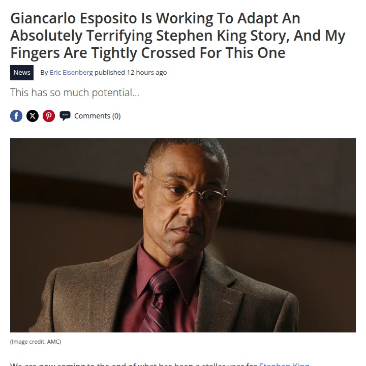 Giancarlo Esposito Adapting King’s Scariest Story 😱