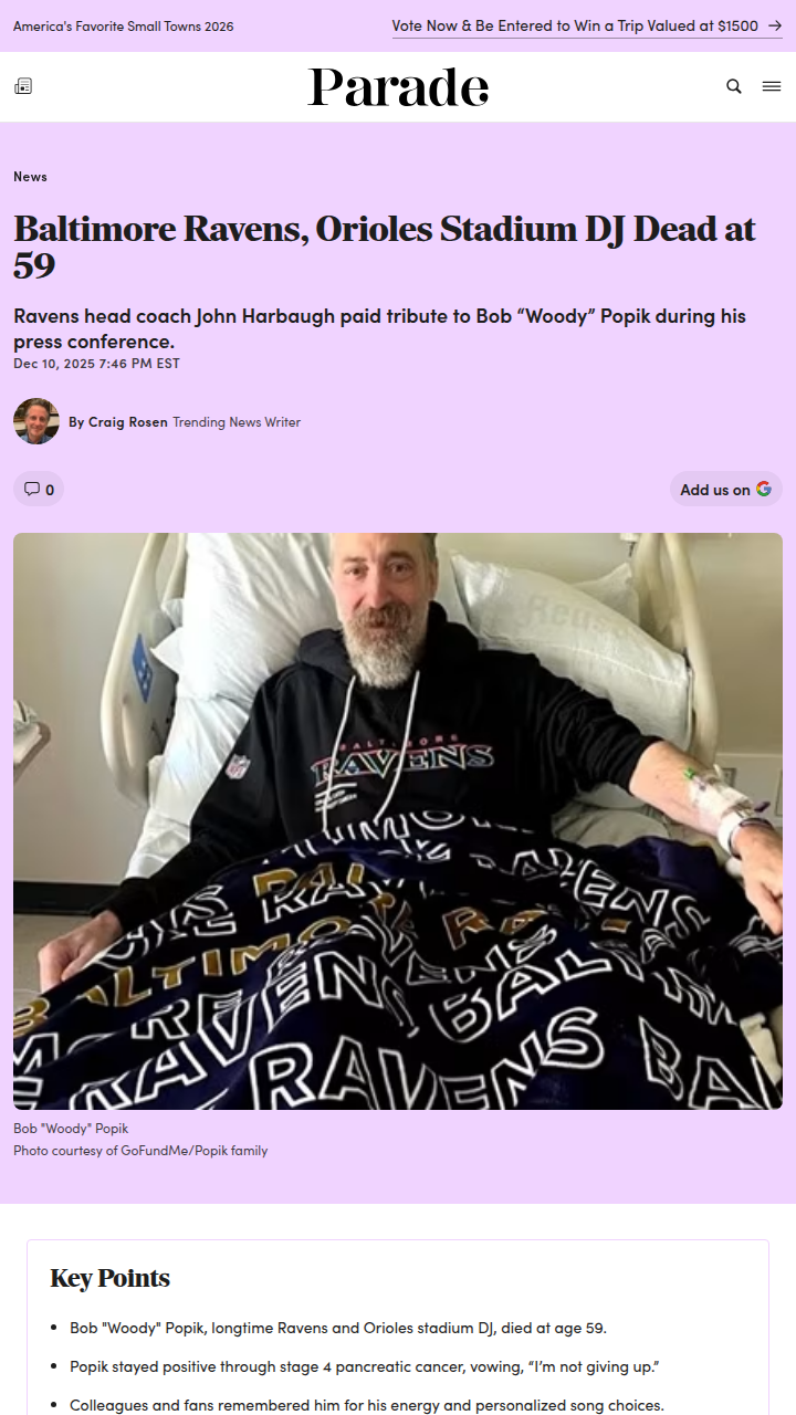 Baltimore’s stadium DJ Woody leaves a lasting beat