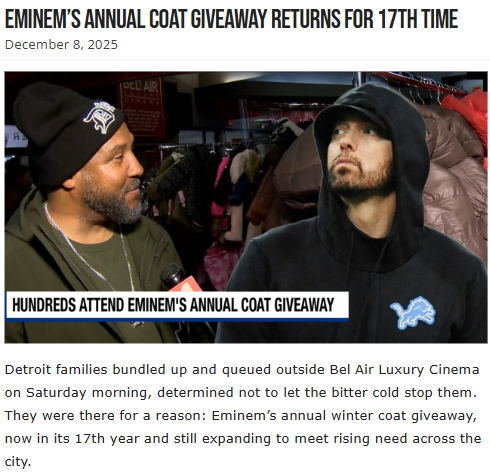 Detroit kids get warm thanks to Eminem