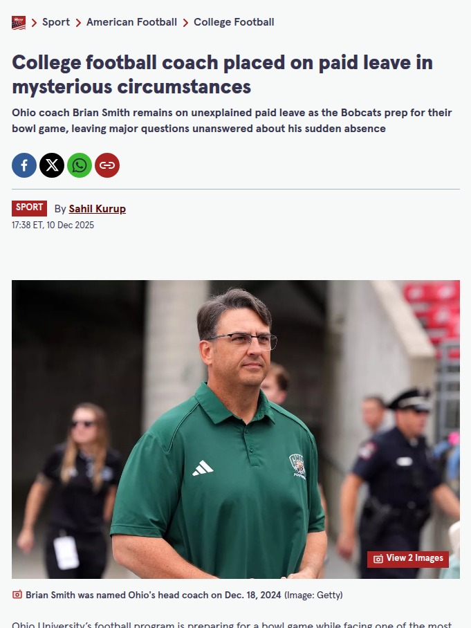 Ohio University football rocked by coach’s sudden leave