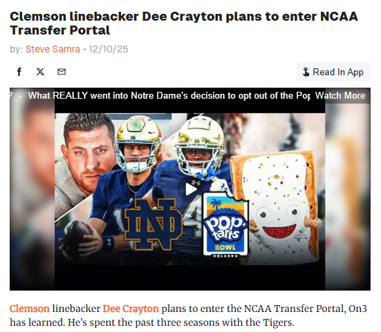 Clemson linebacker Dee Crayton seeks bigger stage