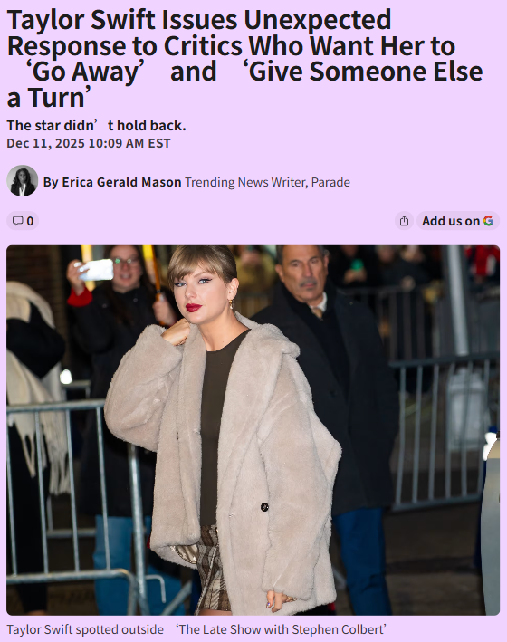 Taylor Swift's Colbert Clapback Sparks Debate 💬