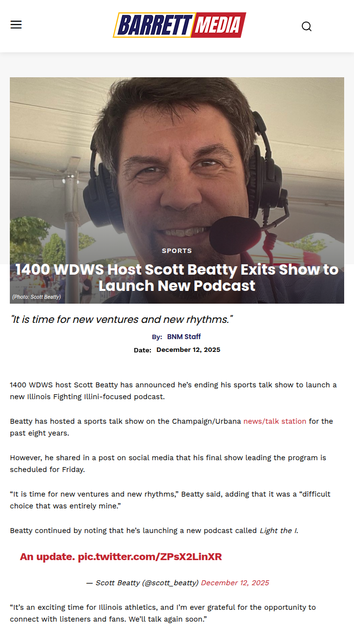 Scott Beatty’s new Illini podcast is coming