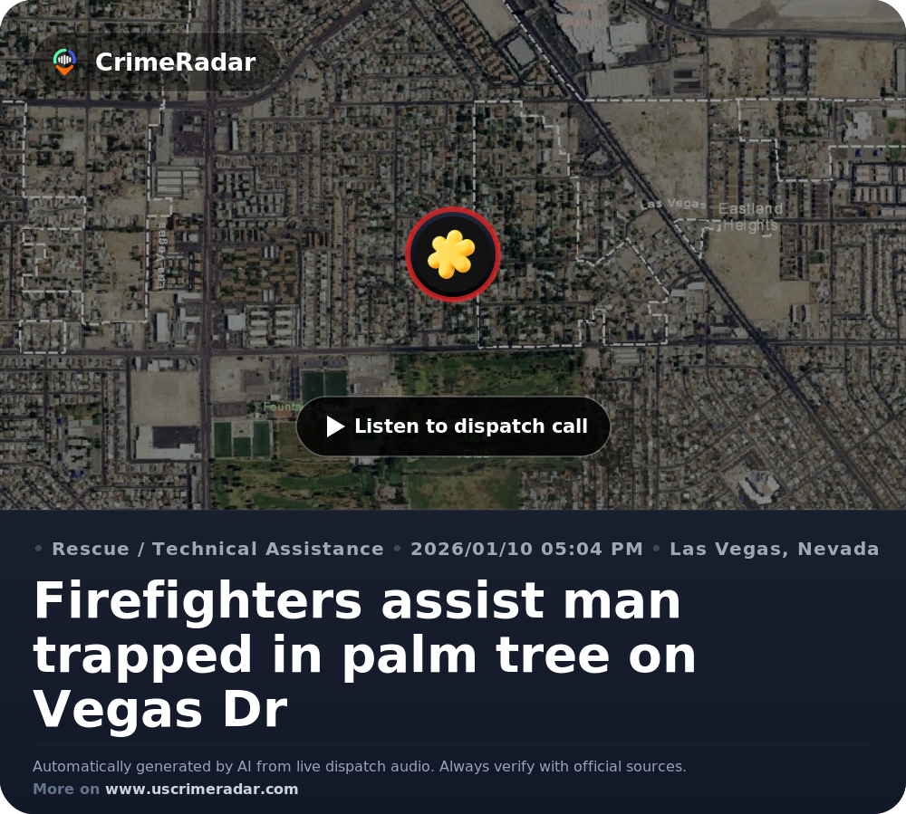 Firefighters assist man trapped in palm tree on Vegas Dr, Las Vegas NV ...