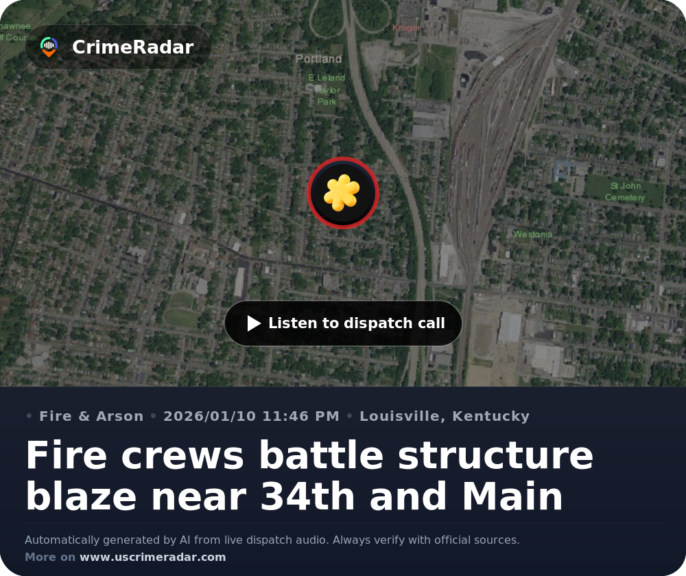 Fire crews battle structure blaze near 34th and Main, Louisville KY ...