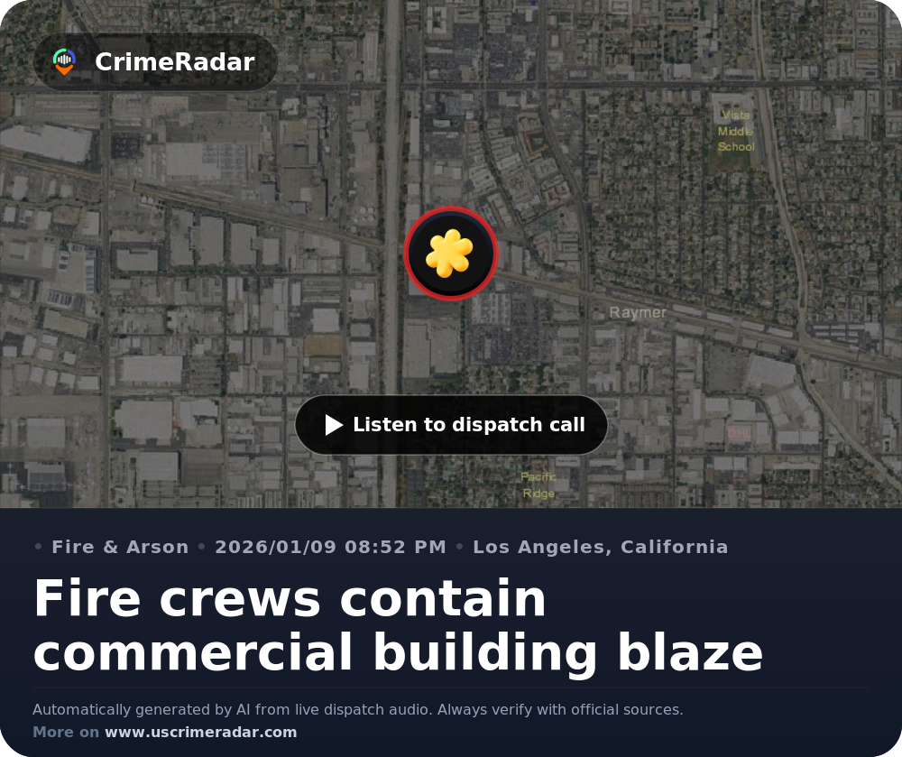Fire crews contain commercial building blaze, Los Angeles CA | CrimeRadar